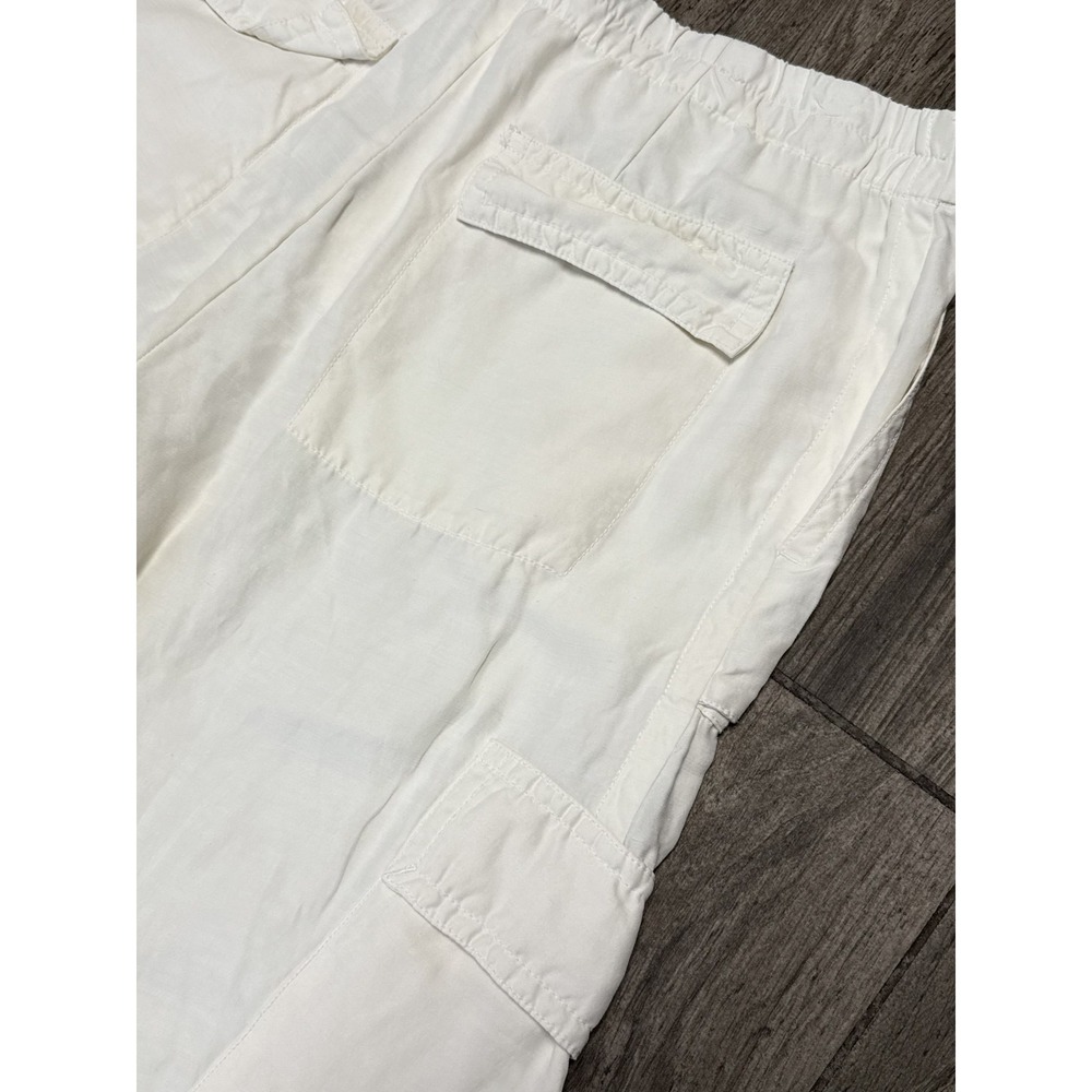 Vince Cargo Pants Womens 10 White Linen Blend Utility Relaxed Fit Pocket Casual - Picture 6 of 8